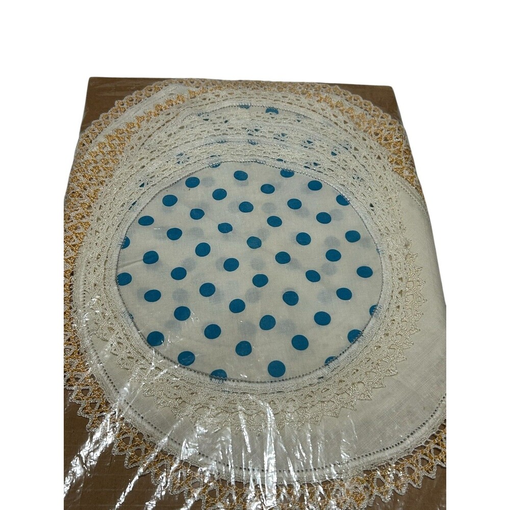 Vintage Doilies Lot Of 9 Mid Century Crochet Lace Round Some Polka Dot MCM